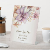 Party Waterverf Boho Roze Bloemen Elegant Reclamebord Met Voetstuk (Insitu)