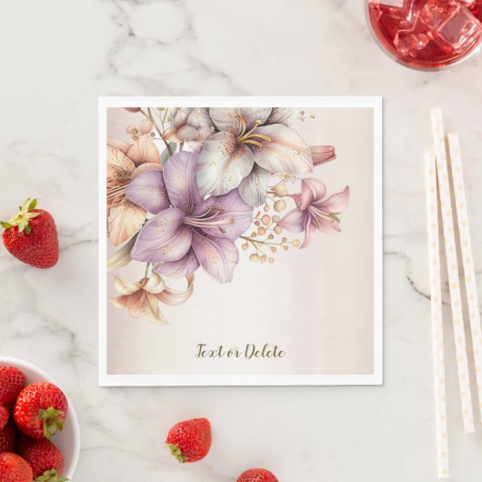 Party Waterverf Boho Roze Bloemen Elegant Servet (Insitu)