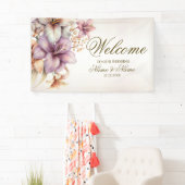 Party Waterverf Boho Roze Bloemen Elegant Spandoek (Insitu)