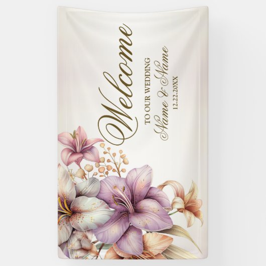 Party Waterverf Boho Roze Bloemen Elegant Spandoek (Verticaal)