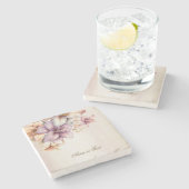 Party Waterverf Boho Roze Bloemen Elegant Stenen Onderzetter (Zijkant)