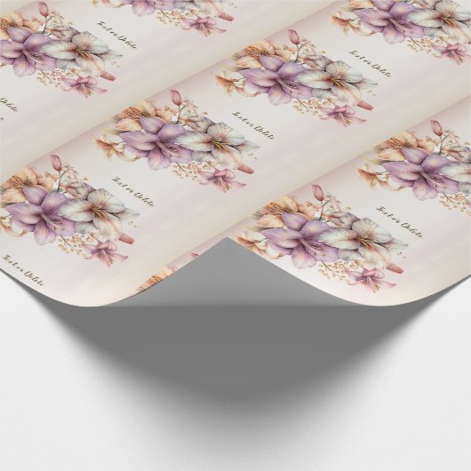 Party Waterverf Boho Roze Bloemen Elegant Stijlvol Cadeaupapier (Hoek)