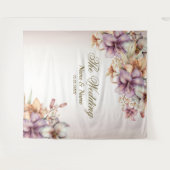 Party Waterverf Boho Roze Bloemen Elegant Wandkleed (Voorkant (horizontaal))