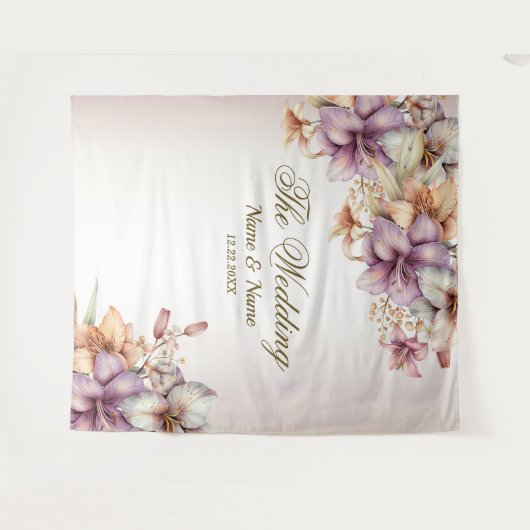 Party Waterverf Boho Roze Bloemen Elegant Wandkleed (Voorkant (horizontaal))