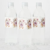 Party Waterverf Boho Roze Bloemen Elegant Waterfles Etiket (Flessen)