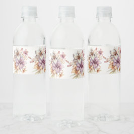 Party Waterverf Boho Roze Bloemen Elegant Waterfles Etiket