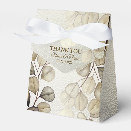 Party Waterverf Golden Eucalyptus Foliage Shiny Bedankdoosjes (Voorkant Zijde)