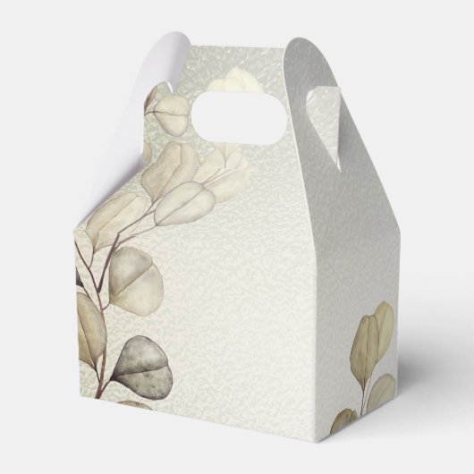 Party Waterverf Golden Eucalyptus Foliage Shiny Bedankdoosjes (Achterkant)