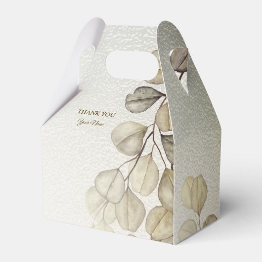 Party Waterverf Golden Eucalyptus Foliage Shiny Bedankdoosjes (Voorkant Zijde)
