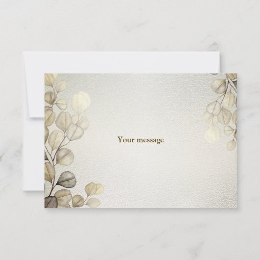 Party Waterverf Golden Eucalyptus Foliage Shiny Bedankkaart (Achterkant)
