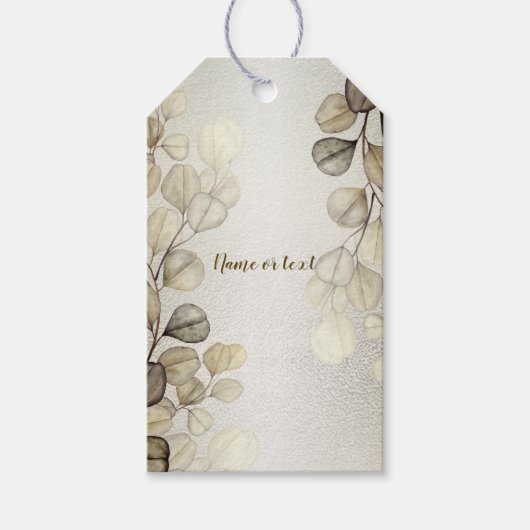 Party Waterverf Golden Eucalyptus Foliage Shiny Cadeaulabel (Voorkant)