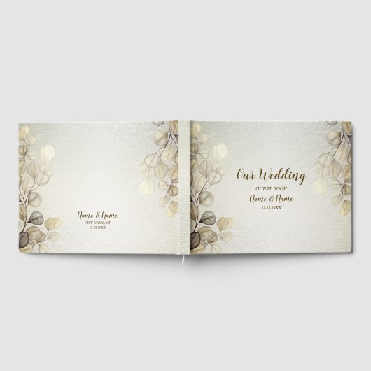Party Waterverf Golden Eucalyptus Foliage Shiny Gastenboek (Volledig)