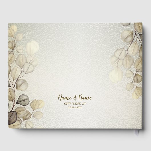 Party Waterverf Golden Eucalyptus Foliage Shiny Gastenboek (Achterkant)