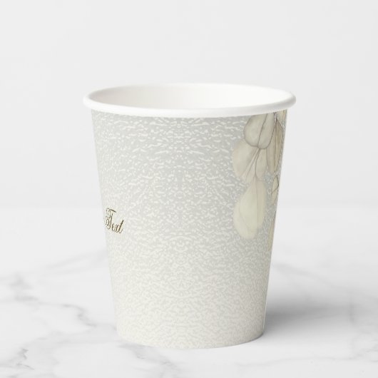 Party Waterverf Golden Eucalyptus Foliage Shiny Papieren Bekers (Achterkant)