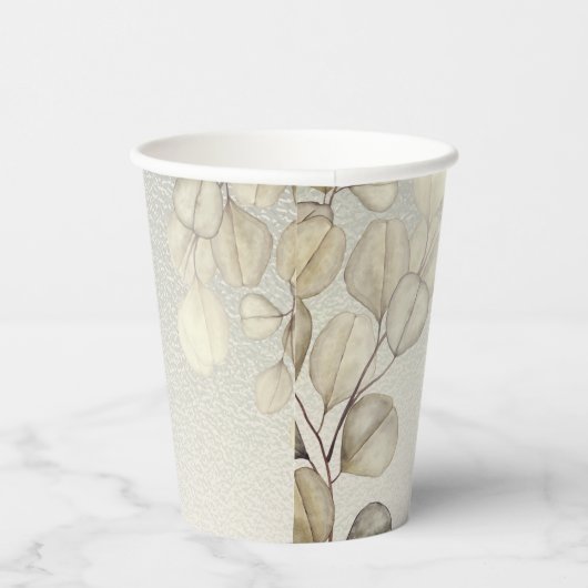 Party Waterverf Golden Eucalyptus Foliage Shiny Papieren Bekers (Rechts)
