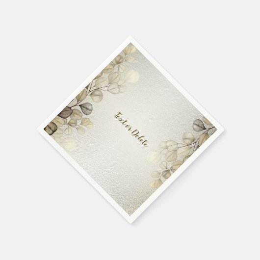 Party Waterverf Golden Eucalyptus Foliage Shiny Servet (Hoek)