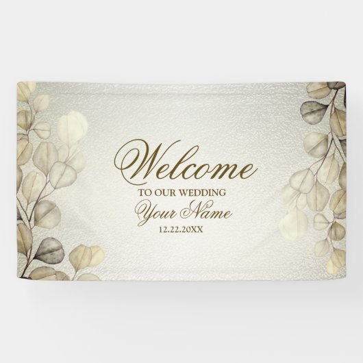 Party Waterverf Golden Eucalyptus Foliage Shiny Spandoek (Horizontaal)