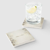 Party Waterverf Golden Eucalyptus Foliage Shiny Stenen Onderzetter (Zijkant)