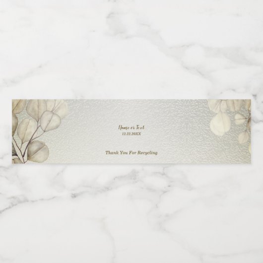 Party Waterverf Golden Eucalyptus Foliage Shiny Waterfles Etiket (Enkel label)