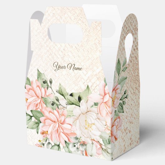 Party Waterverf Perzik Witte Bloemen Elegant Bedankdoosjes (Geopend)