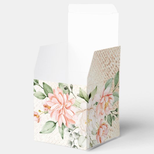 Party Waterverf Perzik Witte Bloemen Elegant Bedankdoosjes (Geopend)