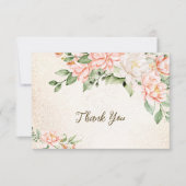 Party Waterverf Perzik Witte Bloemen Elegant Bedankkaart (Voorkant)