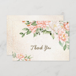 Party Waterverf Perzik Witte Bloemen Elegant Bedankkaart