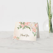 Party Waterverf Perzik Witte Bloemen Elegant Bedankkaart (Voorkant)