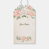 Party Waterverf Perzik Witte Bloemen Elegant Cadeaulabel (Voorkant)