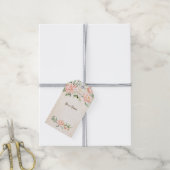 Party Waterverf Perzik Witte Bloemen Elegant Cadeaulabel (Met Touw)