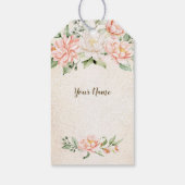 Party Waterverf Perzik Witte Bloemen Elegant Cadeaulabel (Achterkant)