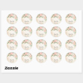 Party Waterverf Perzik Witte Bloemen Elegant Ronde Sticker (Vel)