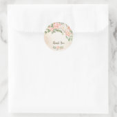 Party Waterverf Perzik Witte Bloemen Elegant Ronde Sticker (Tas)