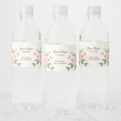 Party Waterverf Perzik Witte Bloemen Elegant Waterfles Etiket (Flessen)