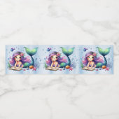 Party Waterverf Zeemeermin Zee Leven Schattige Moo Waterfles Etiket (Enkel label)