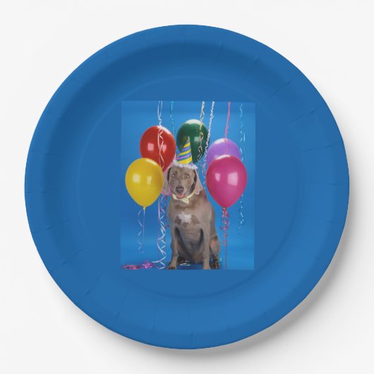 Party Weimaraner Hondenpapier Bord (Voorkant)