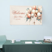 Party Welkom Kleurrijke Witte Perzik Bloemen Ballo Spandoek (Beurs)