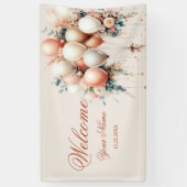 Party Welkom Kleurrijke Witte Perzik Bloemen Ballo Spandoek (Verticaal)