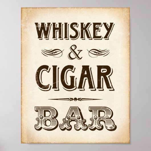 -party WHISKEY & CIGAR BAR Sign Print (Voorkant)