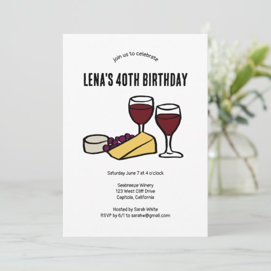 Party Wijn & Kaas Proeverij Verjaardag Kraft CUSTO Kaart (Staand voorkant)