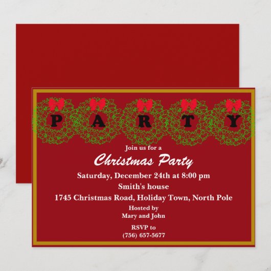 Party Wreath Party Uitnodigingen (Voorkant / Achterkant)