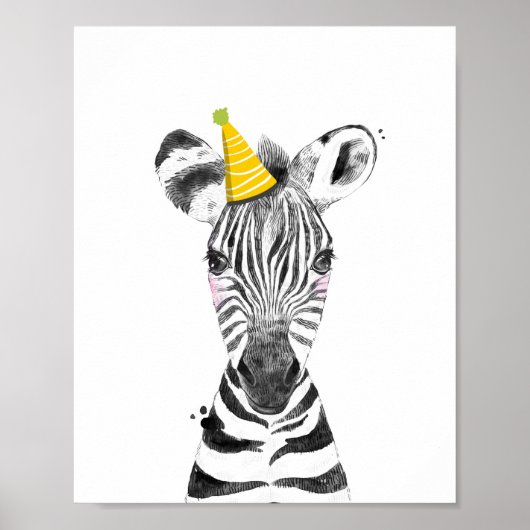 Party Zebra Wild Safari Animals Birthday Decor Poster (Voorkant)