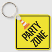 Party Zone Metalen Vierkante Sleutelhanger (Voorkant)