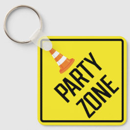 Party Zone Metalen Vierkante Sleutelhanger