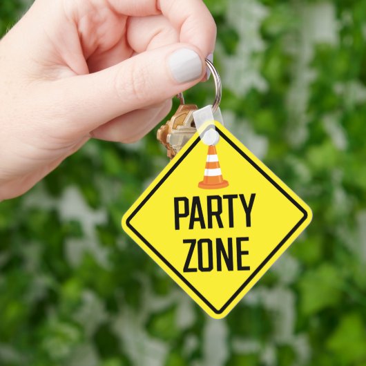 Party Zone Metalen Vierkante Sleutelhanger (Hand)