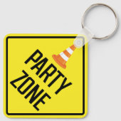 Party Zone Metalen Vierkante Sleutelhanger (Achterkant)