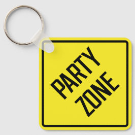 Party Zone Metalen Vierkante Sleutelhanger
