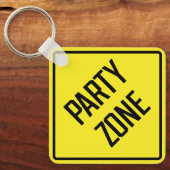 Party Zone Metalen Vierkante Sleutelhanger (Voorkant)