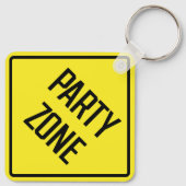 Party Zone Metalen Vierkante Sleutelhanger (Achterkant)
