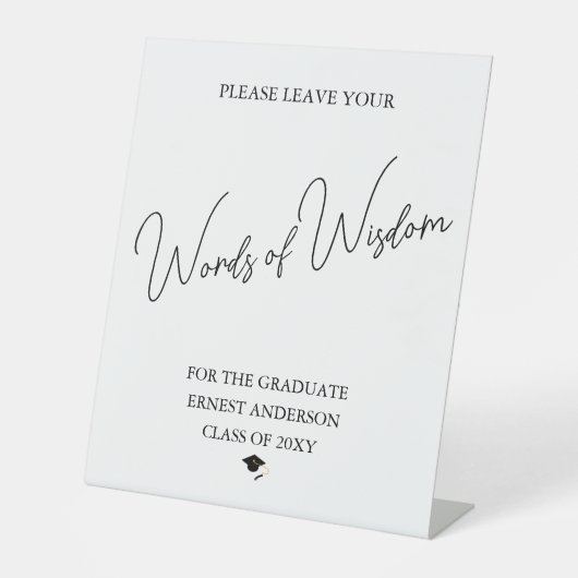 Party Zwart-wit Afstuderen Afstuderen Tafelblad Reclamebord Met Voetstuk (Voorkant)